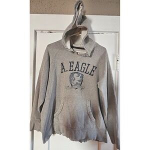 Vintage American Eagle distressed pullover gray hoodie men Sz M